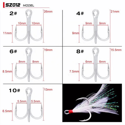 10pcs High Carbon Steel Treble Hook With Feather Carp Fishing Bait Holder Fishing Hook Durable Fishhooks Lureswholesale