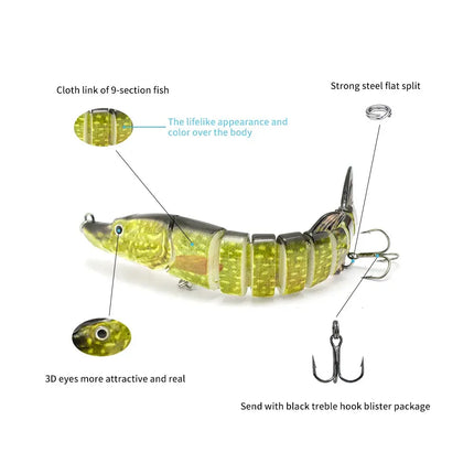 15cm 26g 9-segement Swimbait Pike Wobblers Crankbait Fishing Lure Multi Jointed Hard Plastic ABS Lures Lureswholesale