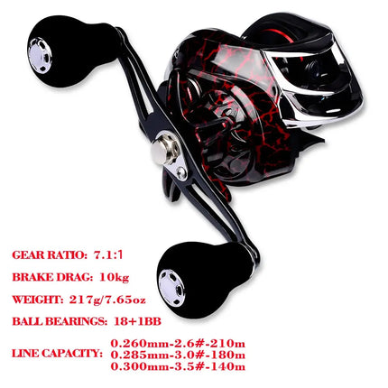 18+1 BB Waterproof Baitcasting Reel 7.1:1 High Speed Bait Casting Fishing Reel with Magnetic Brake Left Right Hand Lureswholesale