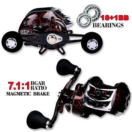 18+1 BB Waterproof Baitcasting Reel 7.1:1 High Speed Bait Casting Fishing Reel with Magnetic Brake Left Right Hand Lureswholesale