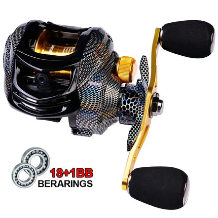 18+1BB Baitcasting Fishing Reel Waterproof Metal Spool 7.2:1 High Speed Bait Casting Reel with Magnetic Brake Lureswholesale