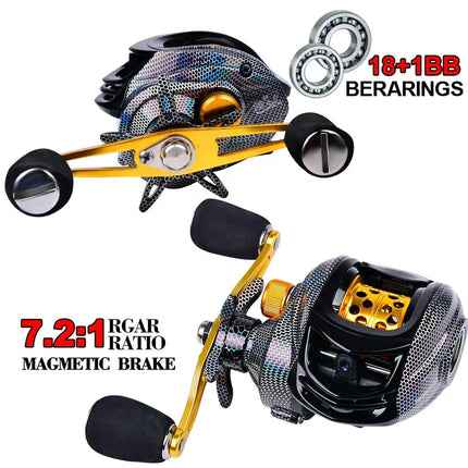 18+1BB Baitcasting Fishing Reel Waterproof Metal Spool 7.2:1 High Speed Bait Casting Reel with Magnetic Brake Lureswholesale