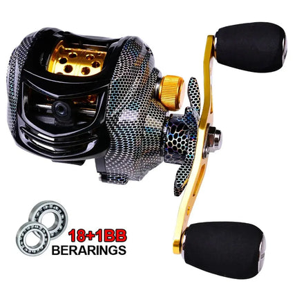 18+1BB Baitcasting Fishing Reel Waterproof Metal Spool 7.2:1 High Speed Bait Casting Reel with Magnetic Brake Lureswholesale