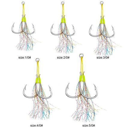 2 Pairs Jigging Assist Hooks High Carbon Steel Double Assist Jig Fishing Hooks Jig Lure Hook Fishing Tackle Lureswholesale