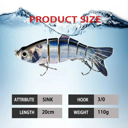 200mm Big game fishing lure 8inch segment sunfish bait 110g fishing bait for saltwater fishing Lureswholesale