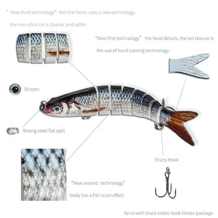 2024 Best Seller Fishing Lure Eight Segmented Fishing Lures Solid Head Plastic Shad Swim Baits Lureswholesale