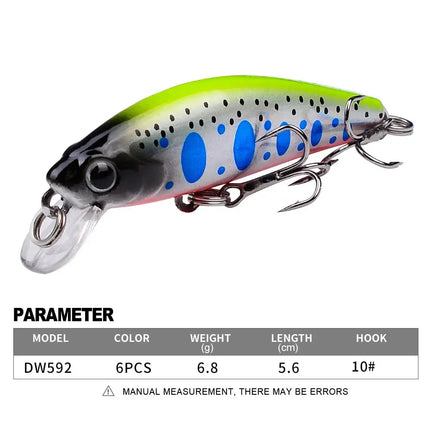 3D Eyes Artificial Bait Sinking Fishing Lure 10# Hook 5.6cm 6.8g Minnow Fishing Lure Hard Artificial Swimbait Wholesale Lureswholesale