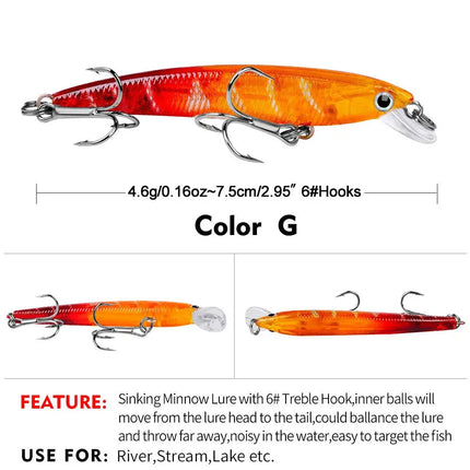 4.6G floating Luya bait Plastic hard lure 7.5CM Luya bait wholesale DW1094 Lureswholesale