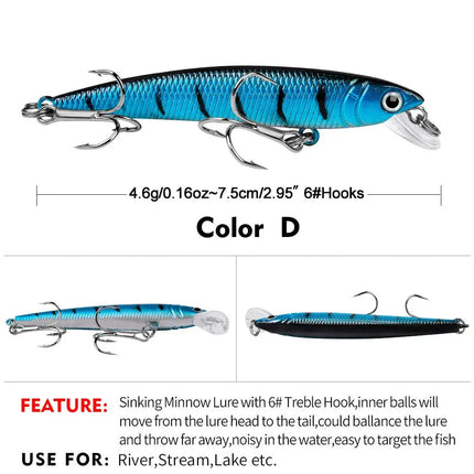 4.6G floating Luya bait Plastic hard lure 7.5CM Luya bait wholesale DW1094 Lureswholesale