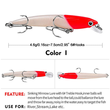 4.6G floating Luya bait Plastic hard lure 7.5CM Luya bait wholesale DW1094 Lureswholesale