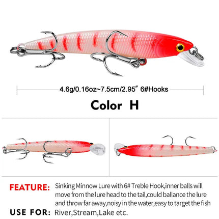 4.6G floating Luya bait Plastic hard lure 7.5CM Luya bait wholesale DW1094 Lureswholesale