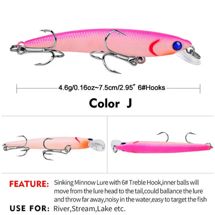 4.6G floating Luya bait Plastic hard lure 7.5CM Luya bait wholesale DW1094 Lureswholesale