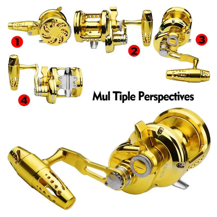 5.7:1 Trolling Reel Aluminum CNC Saltwater Big Game Fishing Reel Molinete Pesca Conventional Boat Jigging Reel Lureswholesale