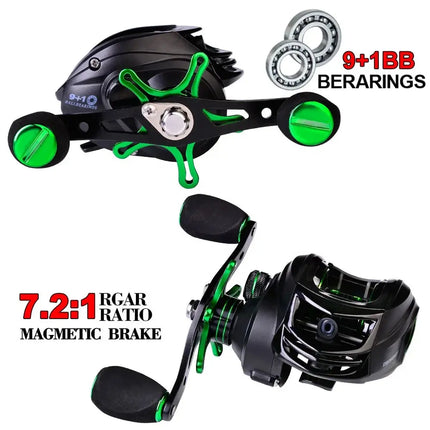 9+1BB Baitcasting Fishing Reel 7.2:1 Metal Spool Bait Casting Reel with Magnetic Brake System Drag Fishing Wheel Lureswholesale