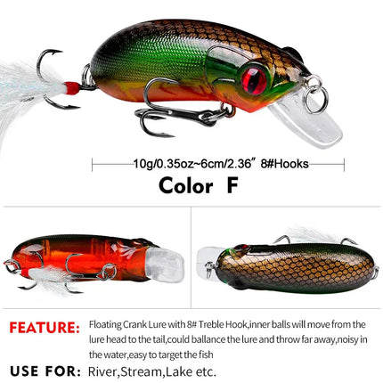 Artificial Fishing Lure 6cm 10g Sinking Lure Minnow Hard Bait Trolling Fishing Lure for Saltwater Lureswholesale