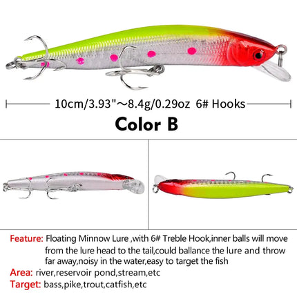 Artificial Minnow Fishing Lures 10cm 8.4g Rattling Crankbait Professional Pesca Isca Bait Wobblers Lureswholesale