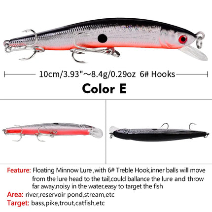 Artificial Minnow Fishing Lures 10cm 8.4g Rattling Crankbait Professional Pesca Isca Bait Wobblers Lureswholesale