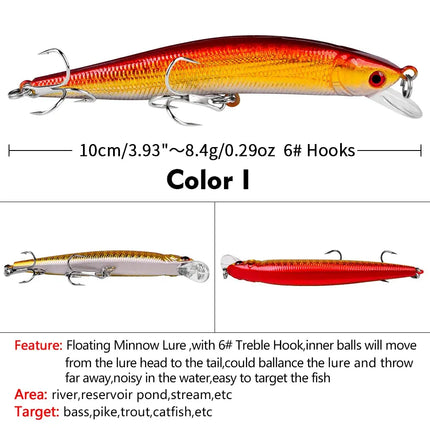 Artificial Minnow Fishing Lures 10cm 8.4g Rattling Crankbait Professional Pesca Isca Bait Wobblers Lureswholesale