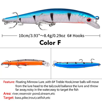 Artificial Minnow Fishing Lures 10cm 8.4g Rattling Crankbait Professional Pesca Isca Bait Wobblers Lureswholesale