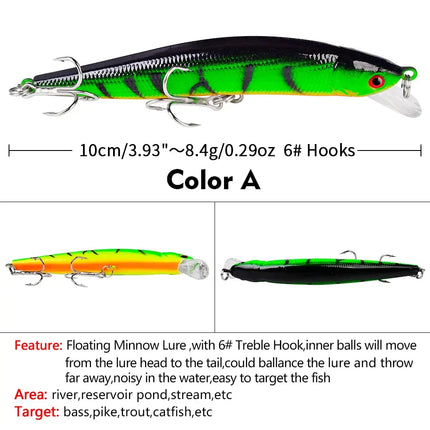 Artificial Minnow Fishing Lures 10cm 8.4g Rattling Crankbait Professional Pesca Isca Bait Wobblers Lureswholesale