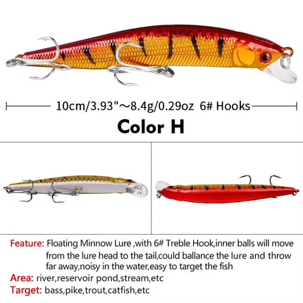 Artificial Minnow Fishing Lures Crankbait for Trout Catfish Musky Bluegill Fishing Plug Lureswholesale