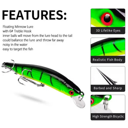 Artificial Minnow Fishing Lures Crankbait for Trout Catfish Musky Bluegill Fishing Plug Lureswholesale