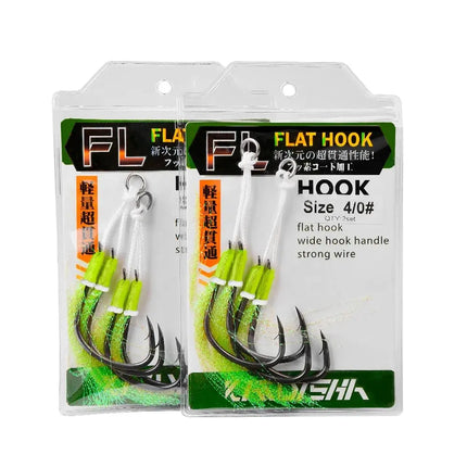 Assist Jigging Hook Glow Assist Hooks JigLure Double Saltwater Luminous Feather Jig Lure Fishing Hooks Lureswholesale