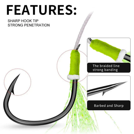 Assist Jigging Hook Glow Assist Hooks JigLure Double Saltwater Luminous Feather Jig Lure Fishing Hooks Lureswholesale