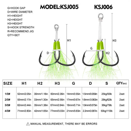 Assist Jigging Hook Glow Assist Hooks JigLure Double Saltwater Luminous Feather Jig Lure Fishing Hooks Lureswholesale