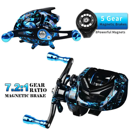 Baitcasting Fishing Reel 8kg Max Drag Power High Speed 7.2:1 Bait Casting Fish Wheel Saltwater Freshwater Fishing Tackle Lureswholesale