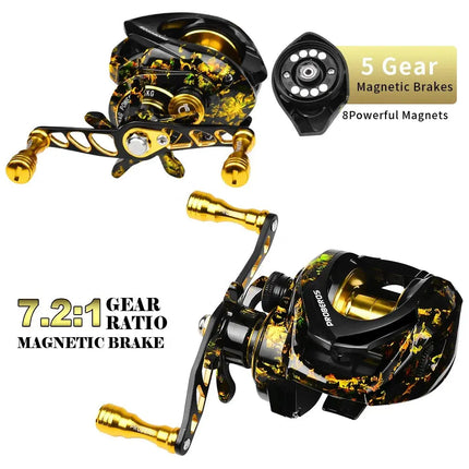 Baitcasting Fishing Reel 8kg Max Drag Power High Speed 7.2:1 Baitcasting Wheel Saltwater Freshwater Fishing Reel Lureswholesale