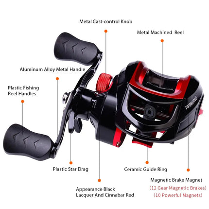 Baitcasting Fishing Reel Waterproof Left Right Hand Metal Spool 7.2:1 High Speed Bait Casting Reel with Magnetic Brake Lureswholesale