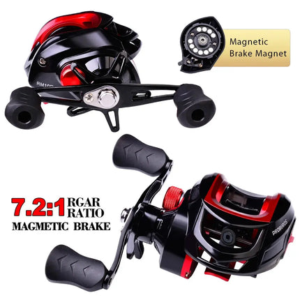 Baitcasting Fishing Reel Waterproof Left Right Hand Metal Spool 7.2:1 High Speed Bait Casting Reel with Magnetic Brake Lureswholesale