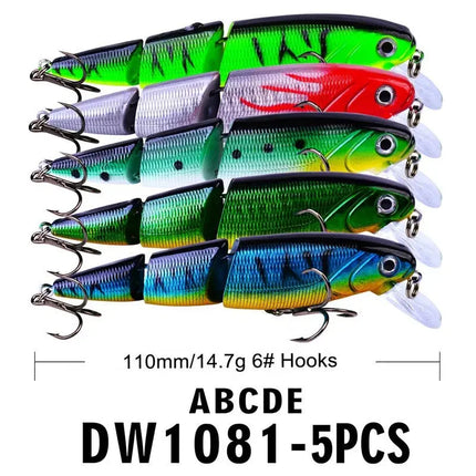 Bass Fishing Lure Set 3 Segments Sinking Minnow Multi Jointed Bass Plastic Hard Bait Lureswholesale