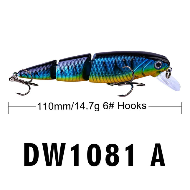 Bass Fishing Lure Set 3 Segments Sinking Minnow Multi Jointed Bass Wobblers Plastic Hard Bait Lureswholesale