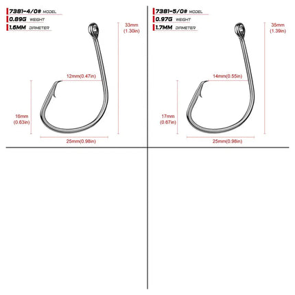 Black Offset Sport Circle Bait Fishing Hook 7381 High Carbon Steel Octopus Single Fishhook Lureswholesale