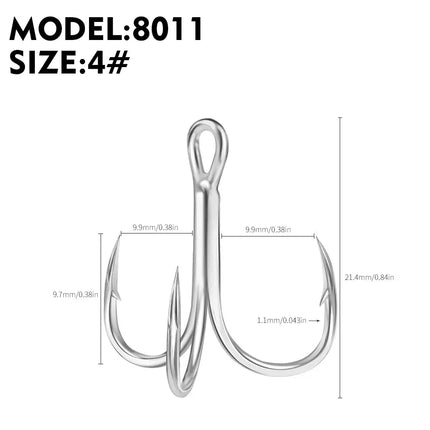 Blood Treble Fishing Hook High Carbon Steel Fish Hooks High Strength Bright Tin Three Hooks Tackle 8011 Lureswholesale