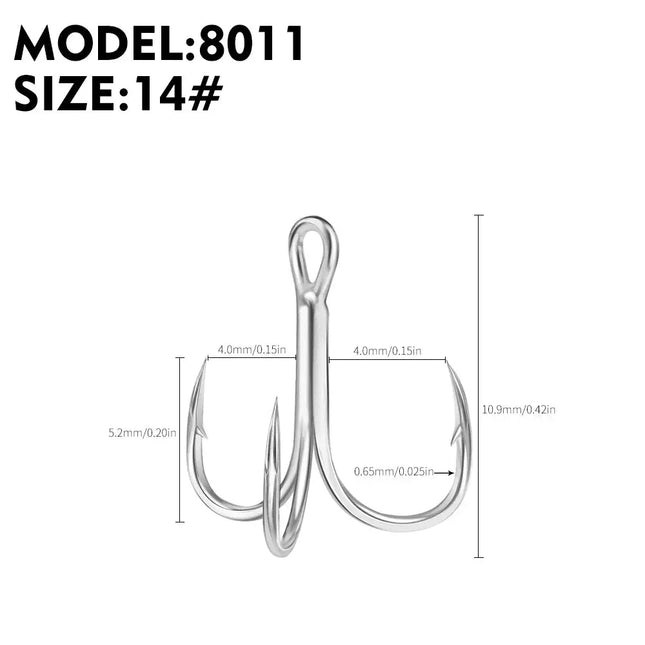 Blood Treble Fishing Hook High Carbon Steel Fish Hooks High Strength Bright Tin Three Hooks Tackle 8011 Lureswholesale