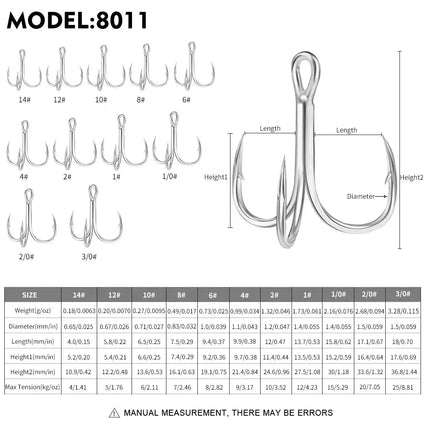 Blood Treble Fishing Hook High Carbon Steel Fish Hooks High Strength Bright Tin Three Hooks Tackle 8011 Lureswholesale