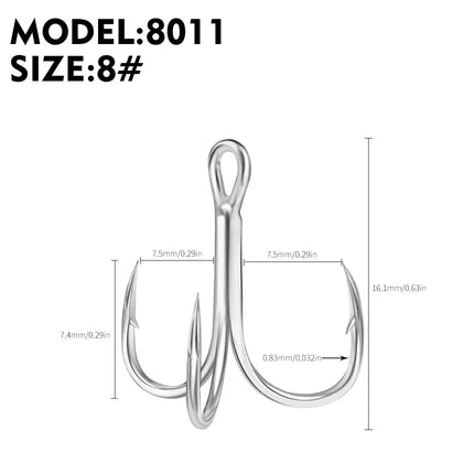 Blood Treble Fishing Hook High Carbon Steel Fish Hooks High Strength Bright Tin Three Hooks Tackle 8011 Lureswholesale