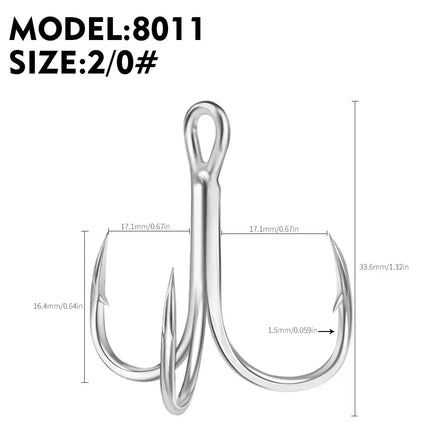 Blood Treble Fishing Hook High Carbon Steel Fish Hooks High Strength Bright Tin Three Hooks Tackle 8011 Lureswholesale