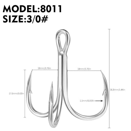 Blood Treble Fishing Hook High Carbon Steel Fish Hooks High Strength Bright Tin Three Hooks Tackle 8011 Lureswholesale