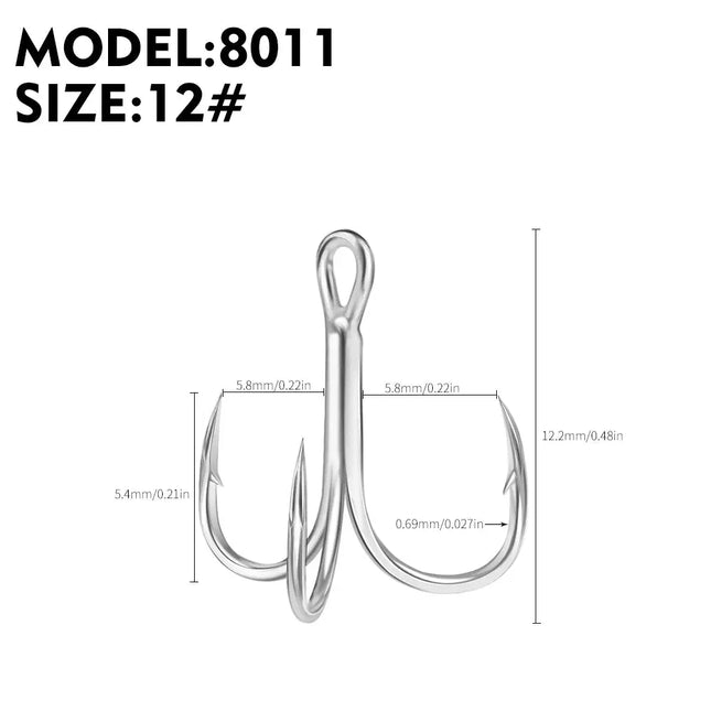 Blood Treble Fishing Hook High Carbon Steel Fish Hooks High Strength Bright Tin Three Hooks Tackle 8011 Lureswholesale