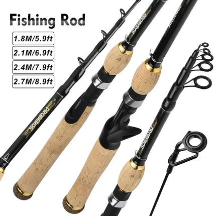 Carbon Spinning Rod 1.8m-2.7m Super Light 6-7 Sections H Action Telescopic Pole Carbon Fiber Sea Saltwater Fishing Rod Lureswholesale