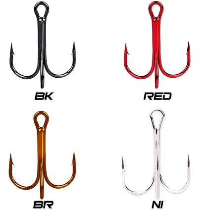 Classic Fishing Treble Hooks Red High Carbon Steel FishHook 2# 4# 6# 8# 10# Fishing Equipment 50pcs/bag Lureswholesale