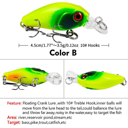 Crank Mini Bait Floating Fishing Lure 4.5cm 3.5g 3D Eyes Lifelike Bass Lure for Tout Fishing Tackle Lureswholesale