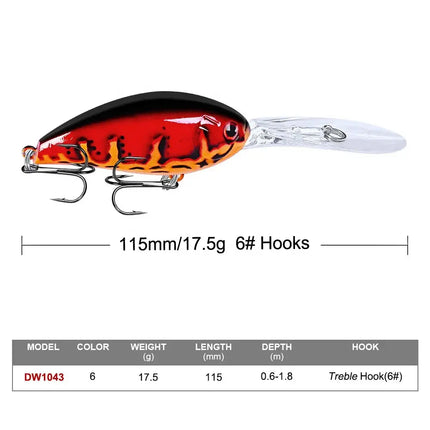 Crankbait Fishing Lures 115mm 17.5g Plastic Hard Bait Floating Wobblers Artificial Crank Plastic Lures Lureswholesale