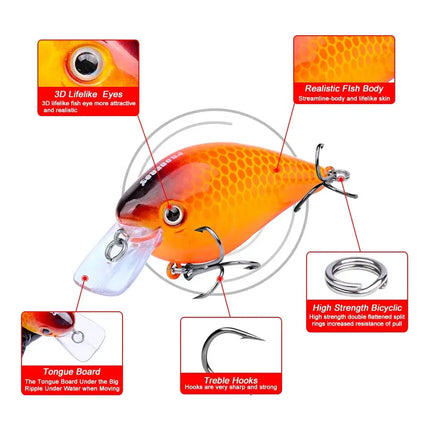 Crankbaits Kit for Bass Fishing Lures 7cm 13g Hard Baits Topwater Lures Crank Bait Kit Fishing Tackle Lureswholesale