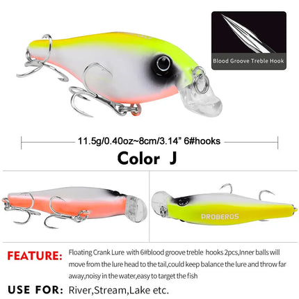 Cross-border supply of rock bait 8cm/11.5G plastic bionic bait Lures Crank Bait Kit Fishing Tackle Lureswholesale