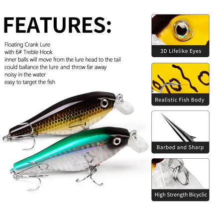 Cross-border supply of rock bait 8cm/11.5G plastic bionic bait Lures Crank Bait Kit Fishing Tackle Lureswholesale